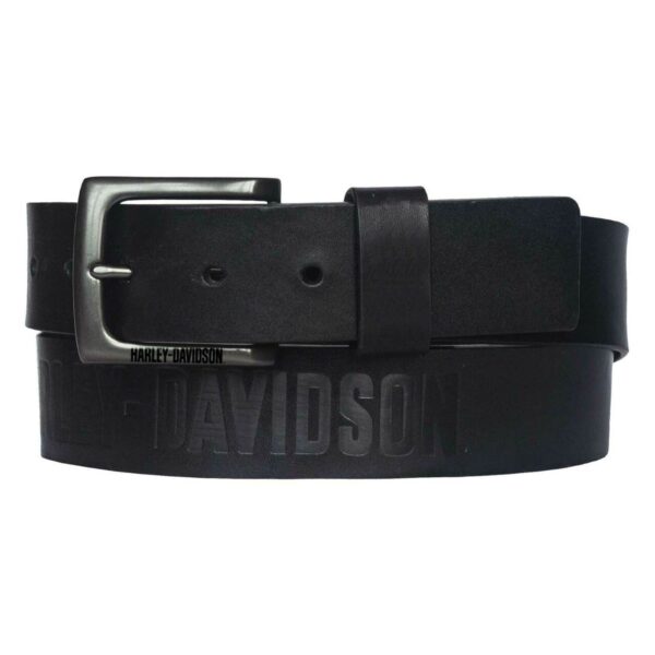 CINTURON H-D "VINTAGE RACE DE CUERO NEGRO-NIQUEL ANTIGUO"