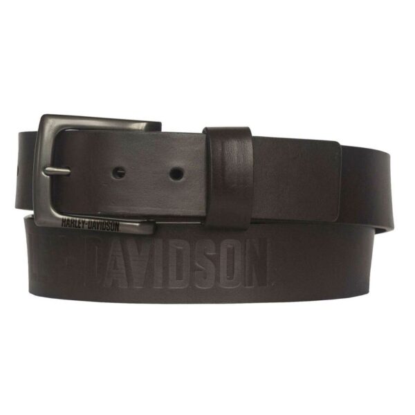CINTURON H-D "VINTAGE RACE DE CUERO GENUINO MARRON-NIQUEL ANTIGUO"