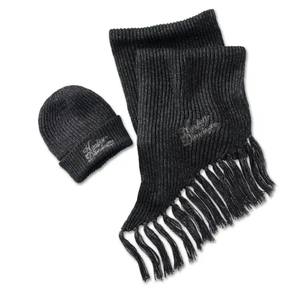 CONJUNTO DE GORRO Y BUFANDA H-D "BLACK BEAUTY"