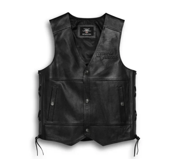 CHALECO DE CUERO H-D "TRADITION II MIDWEIGHT NEGRO"