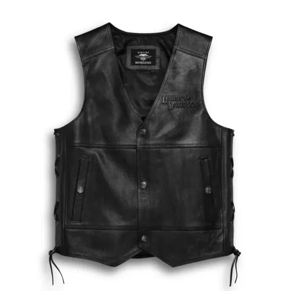 CHALECO DE CUERO H-D "TRADITION II MIDWEIGHT NEGRO"