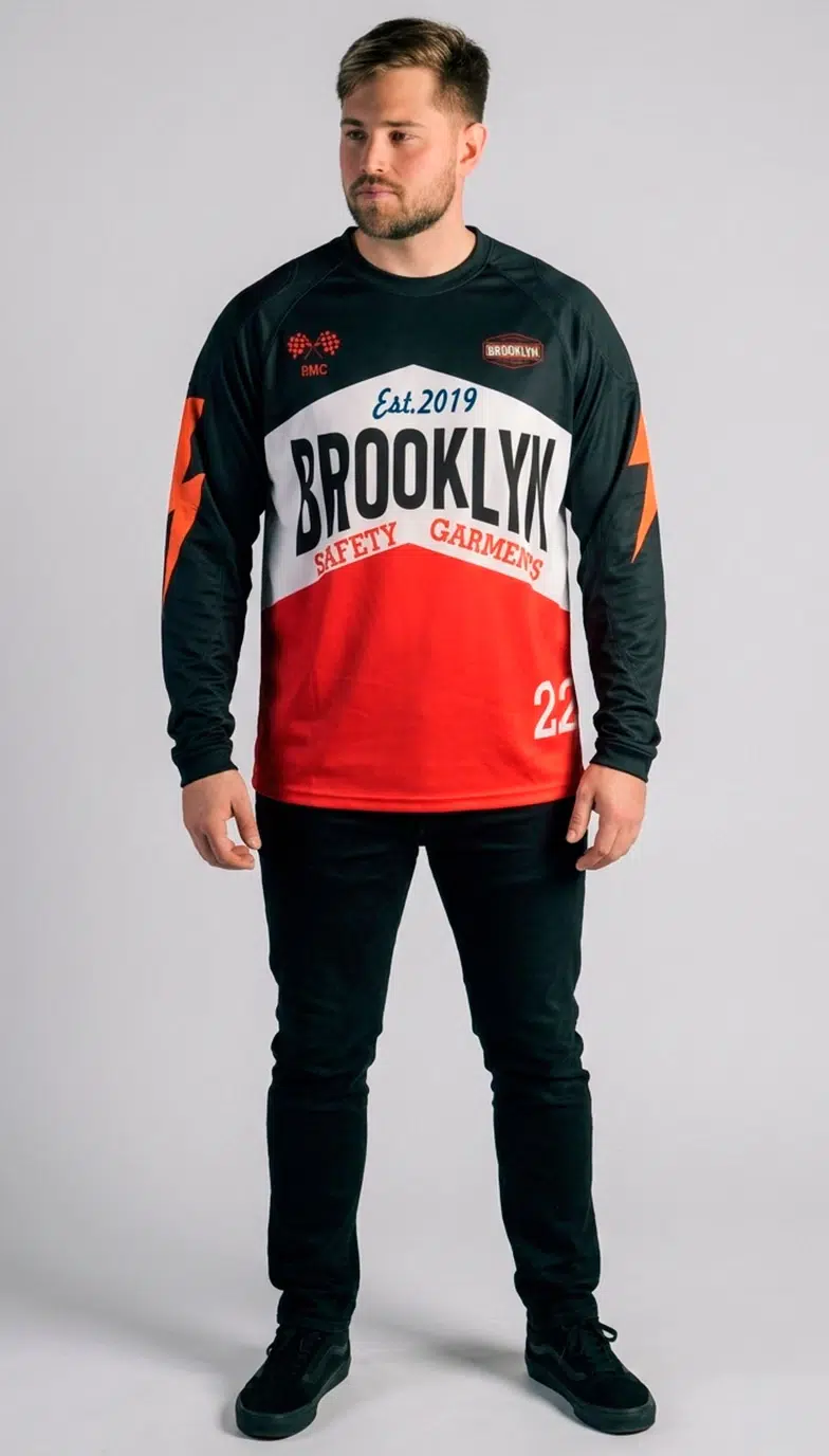 CAMISETA MANGA LARGA JERSEY "ARCADIA" NEGRO Y ROJO - Imagen 2